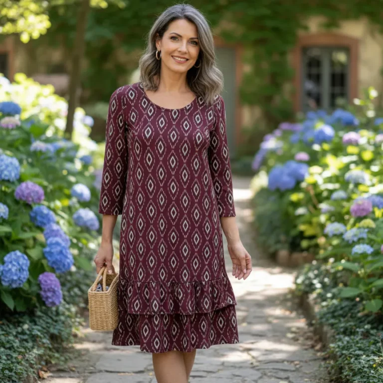 Vestido morado estampado torrecilla